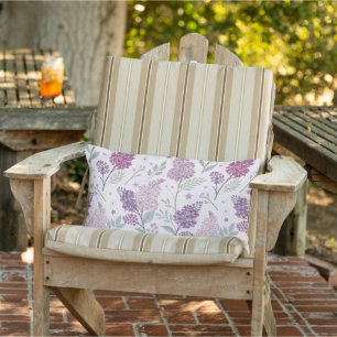 Weiches Rosa und Lila Flieder Blumenmuster Kissen Für Draußen