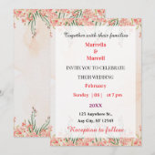 Weiches rosa Wasserfarben-Blumenrahmen  Einladung (Vorne/Hinten)