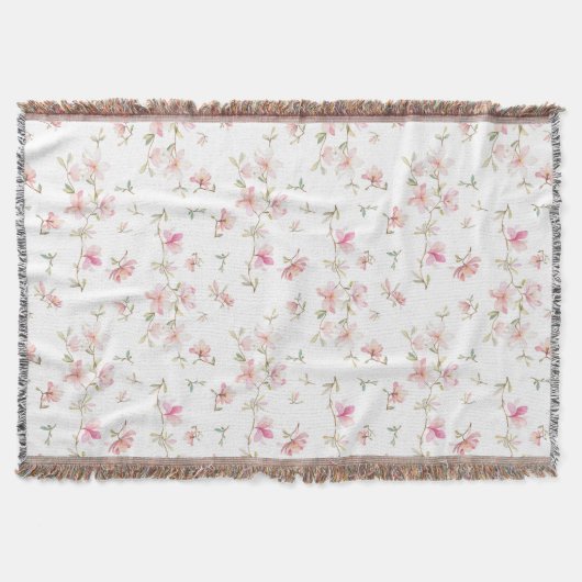 Weiches rosa Watercolor-Blumen-Muster Decke (Vorderseite)