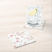Weiches rosa Watercolor-Blumen-Muster Rechteckiger Pappuntersetzer (Vor Ort)