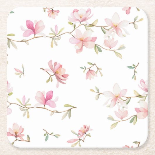 Weiches rosa Watercolor-Blumen-Muster Rechteckiger Pappuntersetzer (Vorderseite)