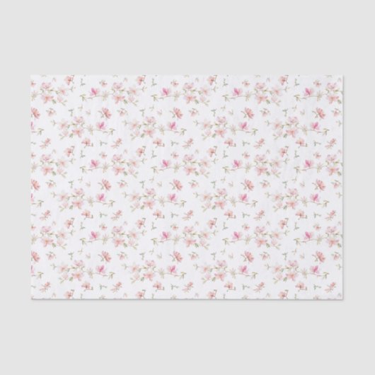 Weiches rosa Watercolor-Blumen-Muster Seidenpapier (Vorderseite)