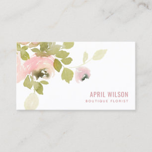WEICHES ROSA WATERCOLOR ROSE FLORALE GRUPPE VISITENKARTE