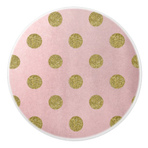 Weiches Rosenrosa Gold Glitter Glam Polka Punkte C Keramikknauf