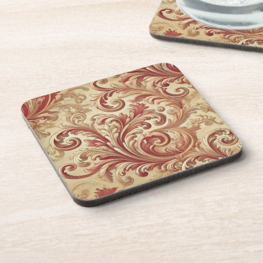 Weiches Rot- und Goldschattel Getränkeuntersetzer (Linke Seite)