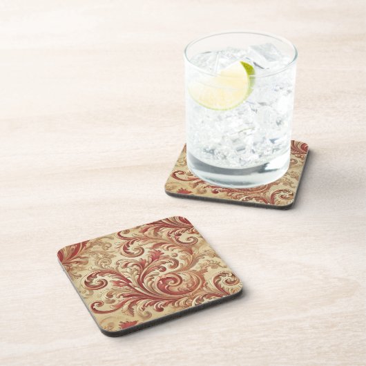 Weiches Rot- und Goldschattel Getränkeuntersetzer (Rechte Seite)