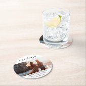 Weiches Skript-Foto Save the Date Rundpapier-Coes Runder Pappuntersetzer (Vor Ort)