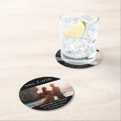 Weiches Skript-Foto Save the Date Rundpapier-Coes Runder Pappuntersetzer (Vor Ort)