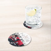 Weiches Skript-Foto Save the Date Rundpapier-Coes Runder Pappuntersetzer (Vor Ort)