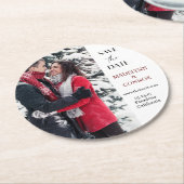 Weiches Skript-Foto Save the Date Rundpapier-Coes Runder Pappuntersetzer (Angewinkelt)