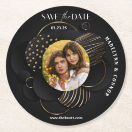 Weiches Skript Vertikales Foto Save the Date Runder Pappuntersetzer