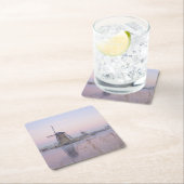 Weiches Sonnenaufganglicht im Winter über Rechteckiger Pappuntersetzer (Vor Ort)