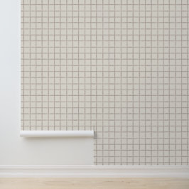 Weiches Taupe-Wasserfarbe-Fensterpaneel-Karo-Muste Tapete