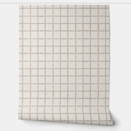 Weiches Taupe-Wasserfarbe-Fensterpaneel-Karo-Muste Tapete