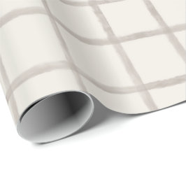 Weiches Taupe-Wasserfarbe-Fensterpaneel-Karomuster Geschenkpapier