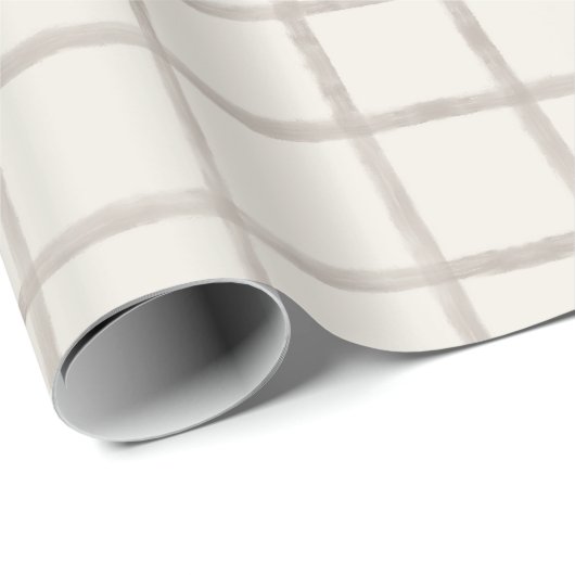 Weiches Taupe-Wasserfarbe-Fensterpaneel-Karomuster Geschenkpapier (Rolleneckpunkt)