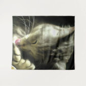 Weiches und sanftes Fell und Purr einer grauen Kat Wandteppich (Vorderseite (Horizontal))