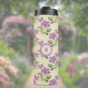 Weiches Veilchenmuster auf blassem Gelb Thermosbecher