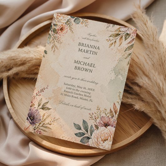 Weiches Vintage-Blumenmuster Einladung