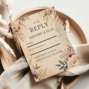 Weiches Vintage-Blumenmuster RSVP Karte
