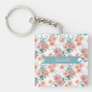 Weiches Vintage-Frühlings-Rosa-Blumenmuster person Schlüsselanhänger