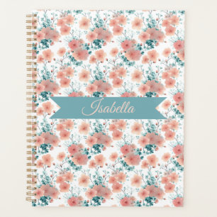 Weiches Vintage-Frühlingsrosa Florales Personalisi Planer