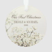 Weiches Vintages Gipskraut Unser erstes Weihnachts Ornament (Rückseite)