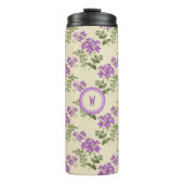 Weiches Violetmuster auf hellgelber Oberfläche Thermosbecher (Vorderseite)