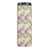 Weiches Violetmuster auf hellgelber Oberfläche Thermosbecher (Rückseite)