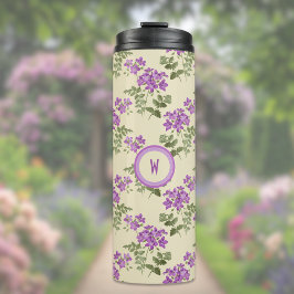 Weiches Violetmuster auf hellgelber Oberfläche Thermosbecher