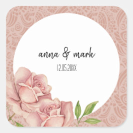 Weiches Violett Rose Wasserfarbe Quadratischer Aufkleber