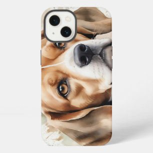 Weiches Wasserfarben-Beagle-Porträt mit fließenden iPhone 13 Hülle