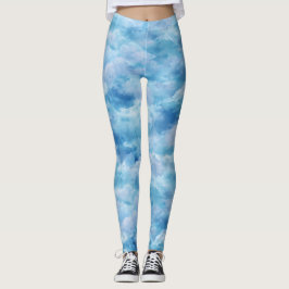 Weiches Wasserfarben-Blauer-Nebel-Himmel-Abstrakte Leggings