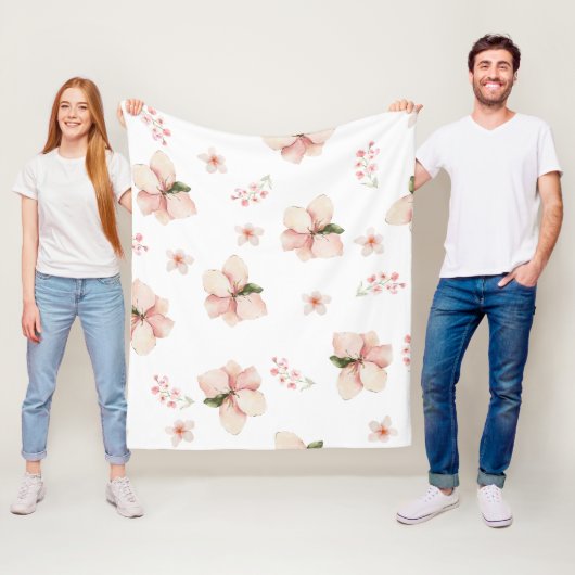 Weiches Wasserfarben-Blumen-Nahtlosmuster Fleecedecke (Beispiel)