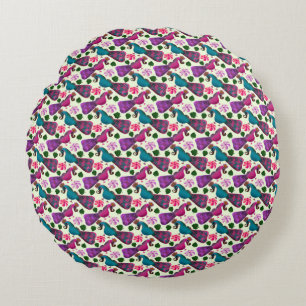 Weiches Wasserfarben-Rosa-Blumenmuster-Körperkisse Rundes Kissen