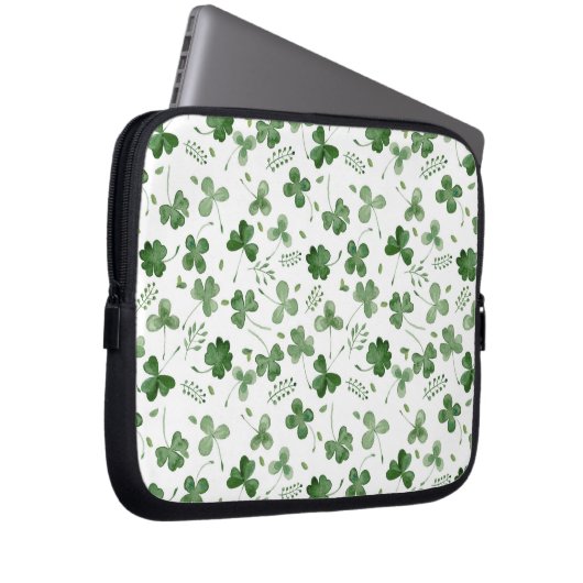 Weiches Watercolor-Kleeblatt-Muster Laptopschutzhülle (Vorne Rechts)