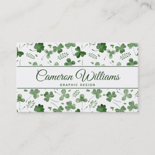 Weiches Watercolor-Kleeblatt-Muster Visitenkarte (Vorderseite)