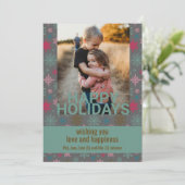 Weiches Winter-Snowflake-Muster Foto Feiertagskarte (Stehend Vorderseite)