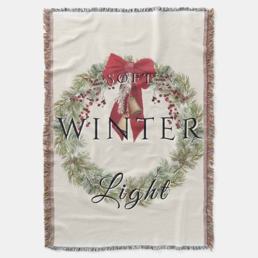 Weiches Winterlicht mit Weihnachtskranz Decke (Vorderseite Vertikal)