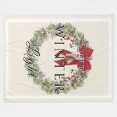 Weiches Winterlicht mit Weihnachtskranz Fleecedecke (Vorderseite (Horizontal))