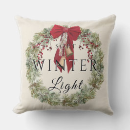 Weiches Winterlicht mit Weihnachtskranz Kissen