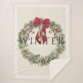 Weiches Winterlicht mit Weihnachtskranz Sherpadecke (Vorderseite)
