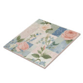 Weiches zartes Blumen-Pink- und Blau-Patchwork Fliese (Seite)