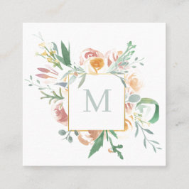 Weichfarbenflormonogramm Quadratische Visitenkarte