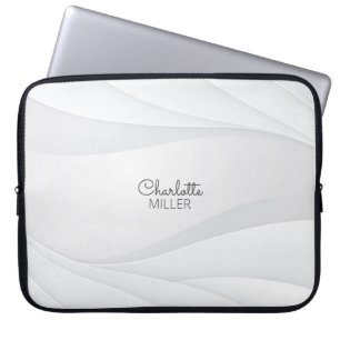 Weichgrau Abstrakte Waves Muster mit Individuelle Laptopschutzhülle