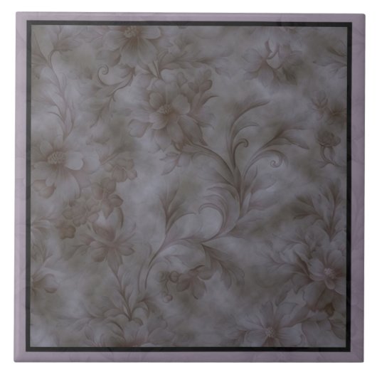 Weichgrau- und Lavendelblütendesign Fliese (Vorderseite)