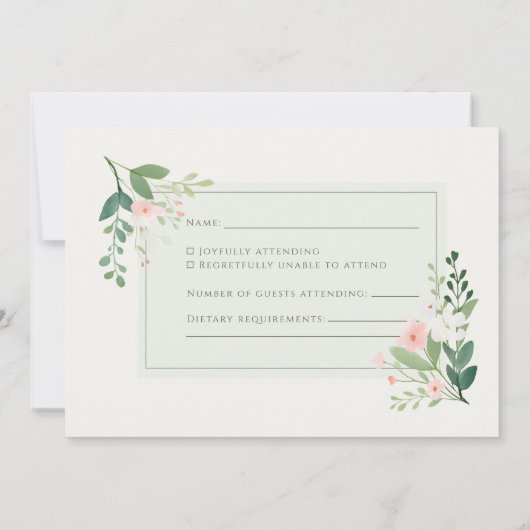 Weichgrüne Aquarellfarben-UAWG-Antwortkarte Einladung (Rückseite)