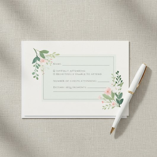 Weichgrüne Aquarellfarben-UAWG-Antwortkarte Einladung