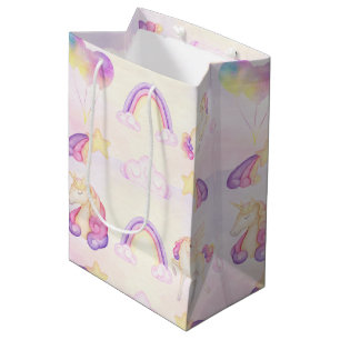 Weichpastellhörner und Regenbogen Mittlere Geschenktüte