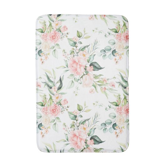 Weichpastellmuster in Rosa Rose Blume Badematte (Vorderseite Vertikal)